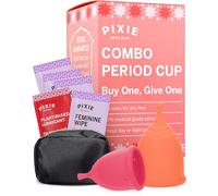 Pixie Cup 2 Soft Menstrual Cups - Ranked 1 for Most Comfortable Reusable Period Cup - Buy One We Give One - Includes Ebook Guide, Wipes, Lube, & Storage Bag - Tampon and Pad Alternative