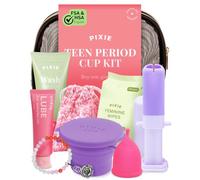 Pixie Cup Teen Menstrual Cup Kit - Best First Period Cup Starter Kit - Wash, 20 Wipes, Lube, Public Restroom Carry Cup & Storage Bag - Proven to Be What You Need to Become A Successful Cup User