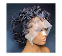 Pixie Cut Wig 13×1 Curly Human Hair Lace Wigs for Women Short Bob Water Wave Transparent Lace Wig Brazilian Remy Hair Pre Plucked with Baby Hair Daily Use
