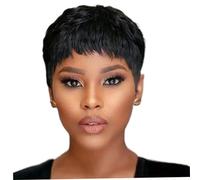 Pixie Cut Wig Human Hair 3 Inch Short Wigs for Black Women Human Hair Glueless Natural Look Pixie Cut Lace Front with Bangs Straight Short Black.