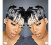 Pixie Cut Wig Human Hair Wigs for Women 1B60 Color Short Layered Pixie for Women None Lace Front Short Pixie Cut Wigs for Black Women Glueless Full Machine Made Wigs1B/60