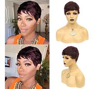 Pixie Cut Wig red Human Hair,6 Inch Short Pixie Wig Human Hair Full Machine Made Human Hair,Glueless Wig Layered Wig with Bangs,for Women Daily Use.