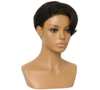 Pixie Cut Wig, Short Synthetic Wig for Black Women, Side Part Natural Curly Style, 6 in, 15.2 cm