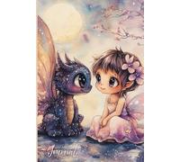 Pixie & Dragon Dreams Journal: A Whimsical Notebook Featuring a Cute Big-Eyed Pixie Fairy with Butterfly Wings and a Dragon Companion in a Dreamy ... Blossoms - Perfect for Writing, Drawing, and