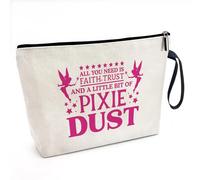 Pixie Dust Fairy Pixie Funny Cosmetic Bag, Canvas Toiletry Storage Pouch Travel Zipper Makeup Bag, Birthday Gifts for Fairy Wings Movie Fans BFF Soul Sister Daughter Friend familys Graduations Teen