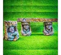 Pixie Goblin Garden Bench And Matching Birdbath - Set