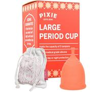 Pixie Menstrual Cup - 100% Medical-Grade Silicone Reusable Period Cup - Eco-Friendly, No Metals or Toxins - 12-Hr Leakproof, Odor-Free - Tampon Alternative (Large)