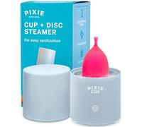 Pixie Menstrual Cup & Disc Steamer Sterilizer 2.0 - Kills 99.9% of Germs with Cleaner Steam for Feminine Care - Wash Your Period Cup in 3 Minutes! - Sensor On-Off Button & Must-Have Cylinder Shape