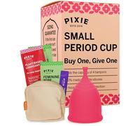 Pixie Menstrual Cup - No Metals or Toxins - 100% Medical-Grade Silicone - Ranked 1 for The Most Soft Reusable Period Cup - Wear 12 Hours - Tampon Alternative - Buy One We Give One (Small)