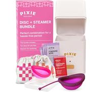 Pixie Menstrual Cup Sterilizer + Large & Small Pixie Disc - Kill 99.9% of Germs with Menstrual Cup Cleaner Steamer Solution - Period Cup Sterilizer Works in 3 Minutes! Compact Size & Travel Portable