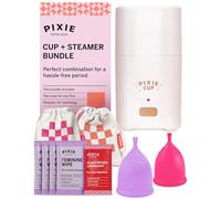 Pixie Menstrual Cups with Sterilizer - The Most Comfortable Soft Reusable Period Cup - Kills 99.9% of Germs with Clean Steam - Wash Your Cup in 3 Minutes! - Compact Sanitizer Kit for Feminine Care