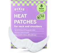 Pixie Pain Relief Heat Patches for Neck & Shoulder - Air Activated Heat Therapy for Muscle Tension, Upper Back Comfort, Custom Fit Contoured Warming Pads - Adhesive Wearable Heat Wrap (3 Ct)