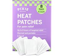 Pixie Period Cramps Menstrual Pain Relief Heat Patches - Lower Abdominal & Back Soothing Therapy - Natural Alternative to Lidocaine ICY Hot - Up to 8 Hours - 6 Count Discreet Disposable Heat Pads