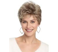 Pixie Short Blonde Wig with Bangs Pixie Cut Wig Blonde with Dark Roots Synthetic Hair Wigs for Women,Natural Daily Use Hair