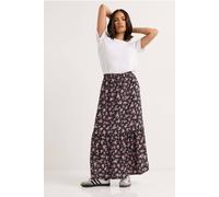 Pixiegirl Ditsy Floral Tiered Maxi Skirt In Black Black 18