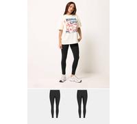 Pixiegirl Petite 2 Pack Cotton Leggings In Black Black