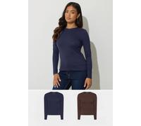 Pixiegirl Petite 2 Pack Long Sleeve Tops In Dark Navy Dark Navy 8