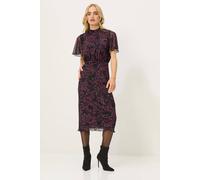 Pixiegirl Petite Abstract Animal Print Dress In Burgundy Burgundy