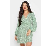 Pixiegirl Petite Abstract Spot Print Mini Wrap Dress In Green Green 10