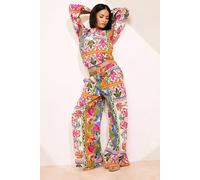 Pixiegirl Petite Abstract Tile Print Top In Orange Orange