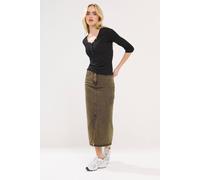 Pixiegirl Petite Acid Wash Denim Skirt In Brown Brown