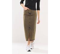 Pixiegirl Petite Acid Wash Denim Skirt In Brown Brown