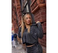 Petite Acid Wash Hoodie PixieGirl Dark Grey 14