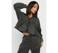 Pixiegirl Petite Acid Wash Hoodie In Dark Grey Dark Grey