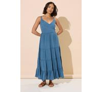 Pixiegirl Petite Acid Wash Tiered Dress In Blue Blue 12
