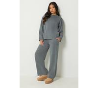 Pixiegirl Petite Acid Wash Top & Wide Leg Joggers In Grey Grey