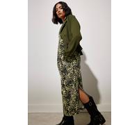 Pixiegirl Petite Animal Long Sleeve T-Shirt Dress In Green Green 16