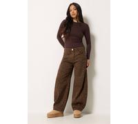 Pixiegirl Petite Animal Print Barrel Jeans In Brown Brown