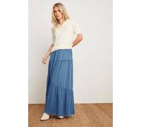 Pixiegirl Petite Asymmetric Tiered Maxi Skirt In Blue Blue 14