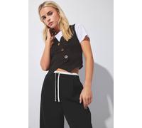 Pixiegirl Petite Asymmetrical Button Waistcoat In Black Black 16