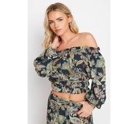 Pixiegirl Petite Bardot Top In Dark Blue Dark Blue