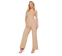 PixieGirl Petite Beige Brown Bust Detail Cotton Jumpsuit Petite