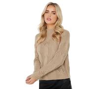 PixieGirl Petite Beige Brown Cable Knit High Neck Jumper Petite