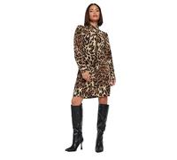 PixieGirl Petite Beige Brown Leopard Print Shirt Dress Petite