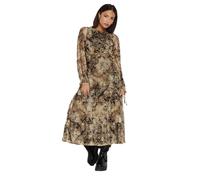 PixieGirl Petite Beige Brown Snake Print Mesh Tiered Dress Petite