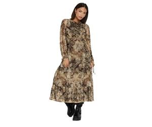 PixieGirl Petite Beige Brown Snake Print Mesh Tiered Dress Petite