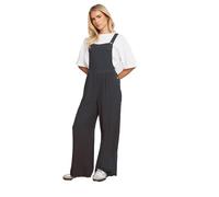 PixieGirl Black Acid Wash Wide Leg Dungarees Petite