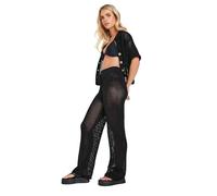 PixieGirl Petite Black Crochet Wide Leg Trousers Petite