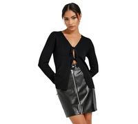 PixieGirl Petite Black Faux Leather Zip Front Mini Skirt Petite