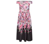 PixieGirl Petite Black Floral Border Bardot Dress Petite