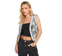 PixieGirl Petite Black Floral Embroidered Waistcoat Petite