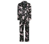 PixieGirl Petite Black Graphic Satin Button Pyjama Set Petite