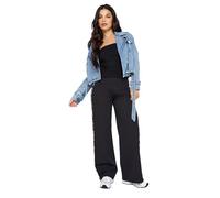 PixieGirl Black Leopard Print Side Stripe Wide Leg Trousers Petite