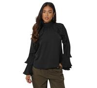 PixieGirl Petite Black Satin Frill Blouse Petite