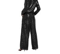 PixieGirl Petite Black Sequin Embellished Wide Leg Trousers Petite