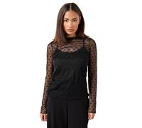 PixieGirl Petite Black Spot Mesh Long Sleeve Top Petite